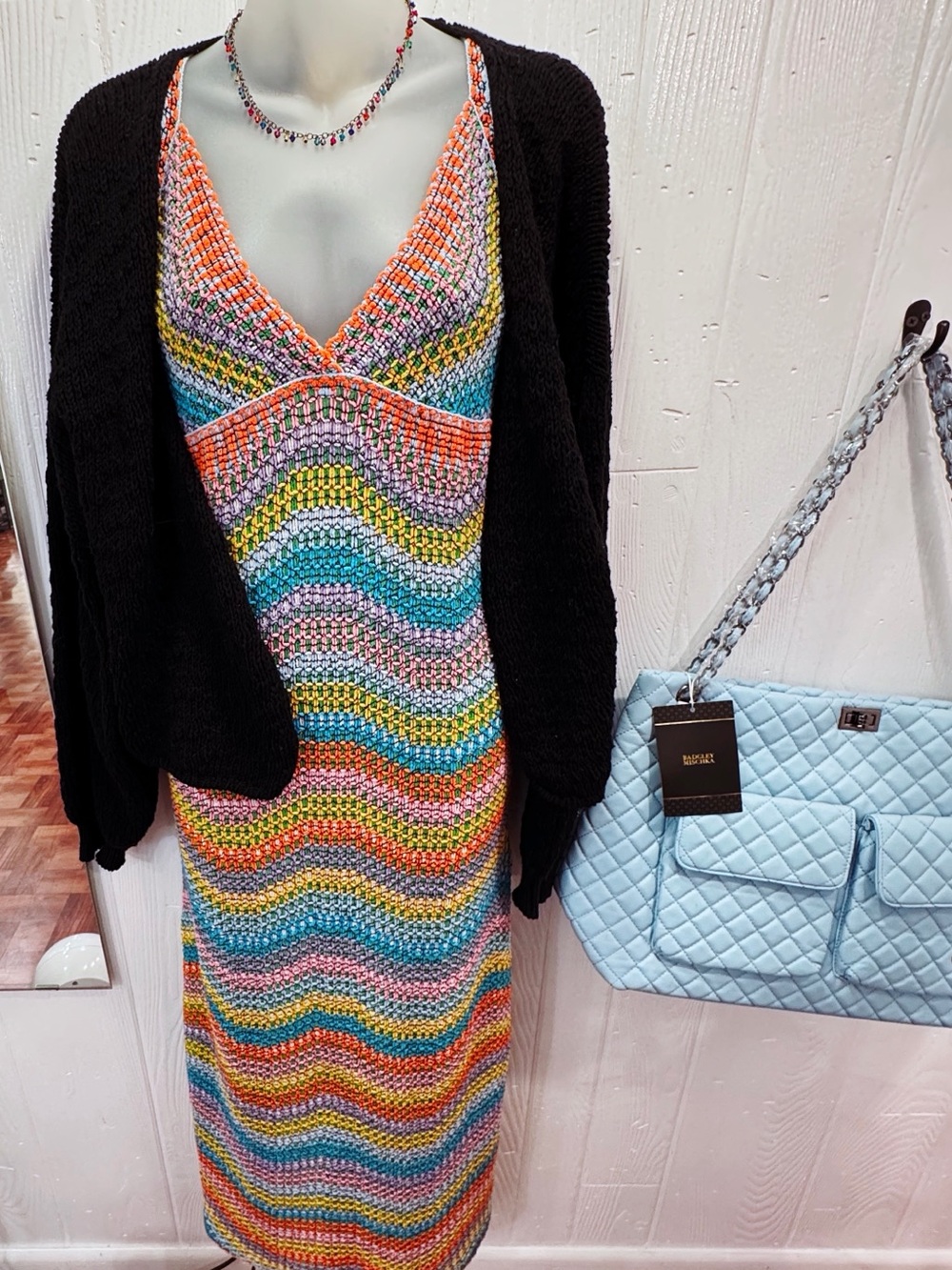 Zara Multicolor Wave Crochet Maxi Dress - Picture 2 of 4